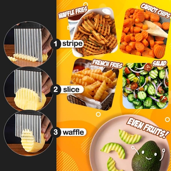 Potato Slices Knife Crinkle Cutter Blade Waffle Fry Cutter