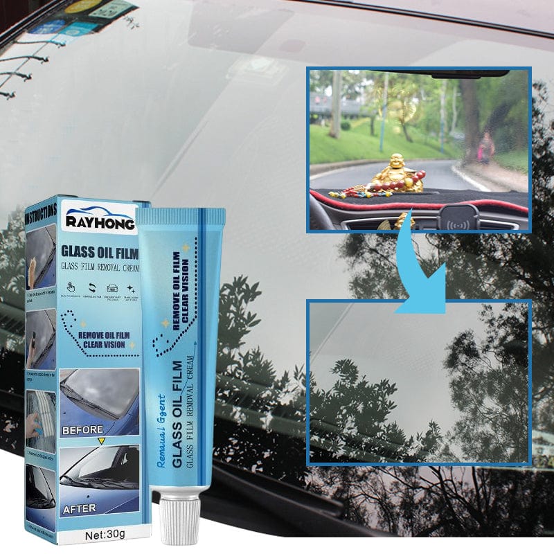 30g Car Glass Oil Film Cleaner Removal Cream Paste Windshield Water Spot  Remover Comes With Sponge Cloth
