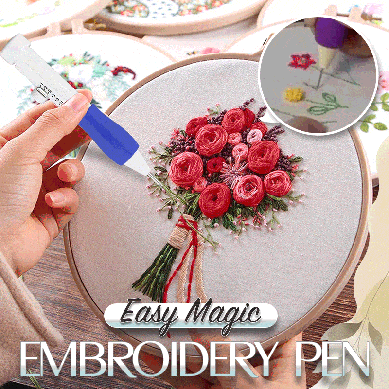 Magic DIY Embroidery Pen Knitting Sewing Tool Kit Punch Needle Set 50  Threads US
