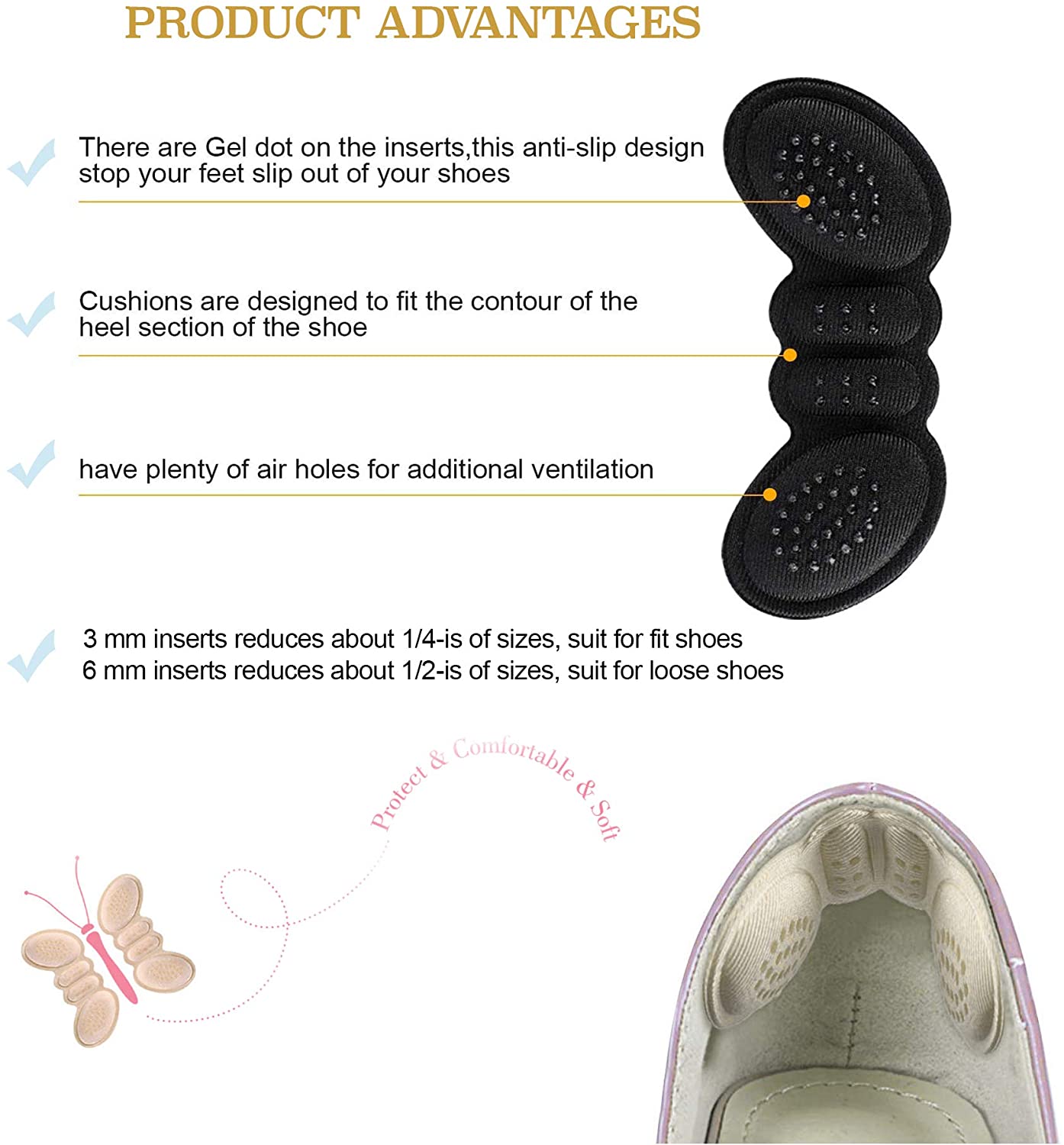 Cheap 10 Pairs Invisible Shoes Heel Pads Heel Pain Relief Heel Cushion  Inserts Non-Slip Women Heel Grips Shoes Heel Protectors | Joom