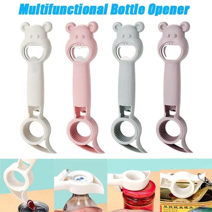 1pc Multi-functional Bottle Opener With Silicone & Plastic